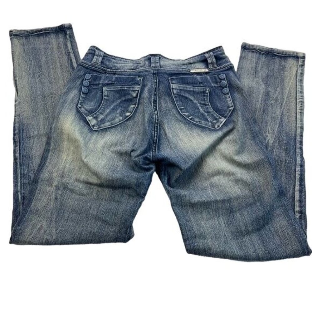 Equilibrium Blue Distressed Shape Enhancing Skinny Jeans Size 7 - Picture 4 of 15